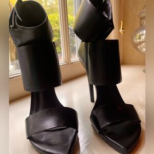 Tibi Bootie Zip-Up Black Sandals, Size 9